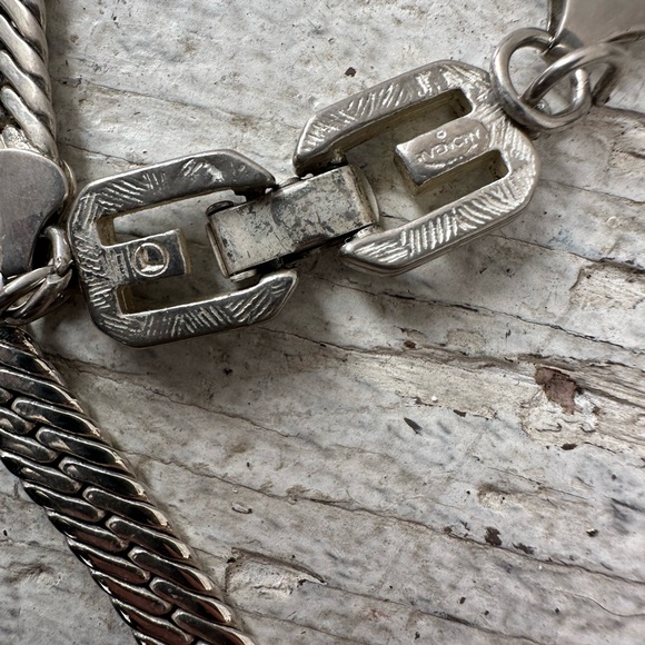Vintage Givenchy Silver Tone GG Clasp Herringbone Chain - Picture 7 of 7